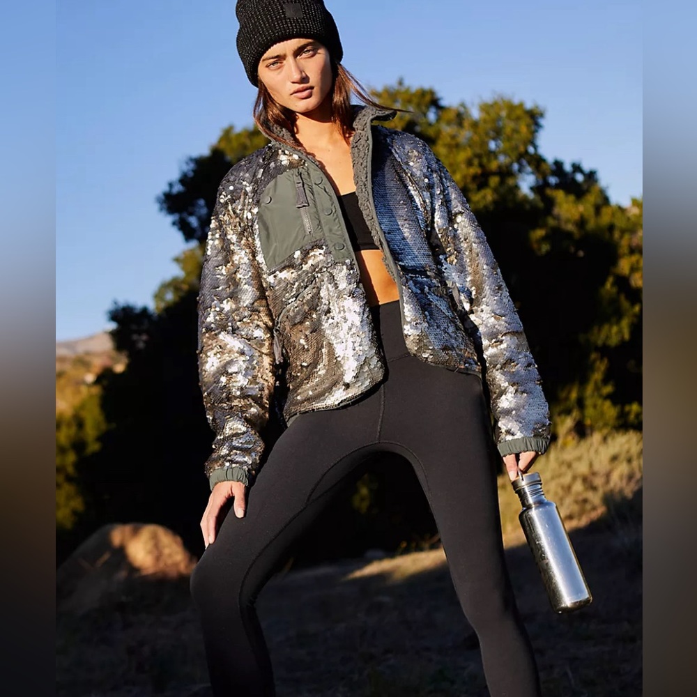Free People FP Movement Hit the Slopes Sequined Jacket
